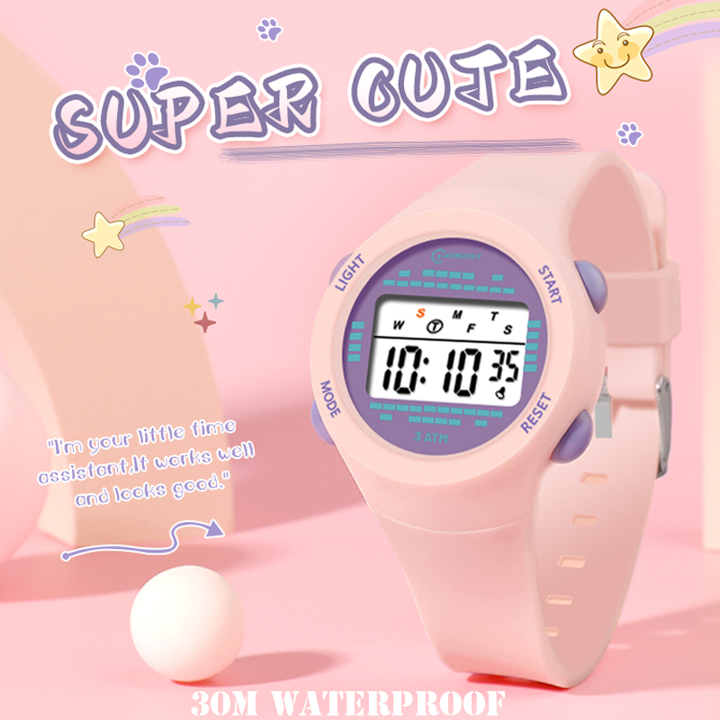 Smartwatch Digital Watches For Kid Girl - Montre électronique pour enfants fille rose